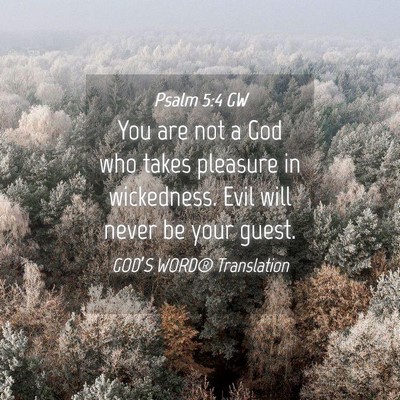 Picture 04 - Psalm 5:4 GW - You are not a God who takes pleasure in - Bible Verse Picture