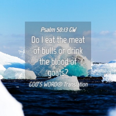 Picture 04 - Psalm 50:13 GW - Do I eat the meat of bulls or drink the blood of - Bible Verse Picture
