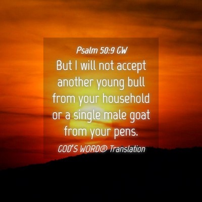 Picture 04 - Psalm 50:9 GW - But I will not accept another young bull from - Bible Verse Picture
