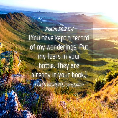 Picture 04 - Psalm 56:8 GW - (You have kept a record of my wanderings. Put my - Bible Verse Picture