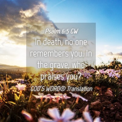 Picture 04 - Psalm 6:5 GW - In death, no one remembers you. In the grave, who - Bible Verse Picture