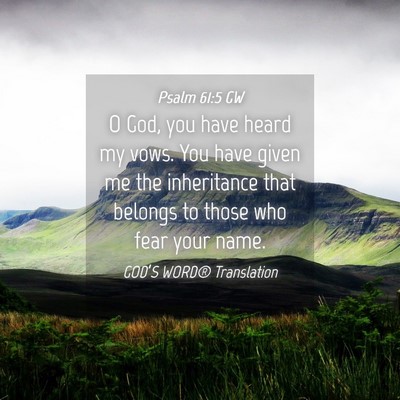 Picture 04 - Psalm 61:5 GW - O God, you have heard my vows. You have given me - Bible Verse Picture