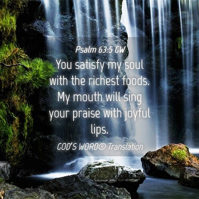 Picture 04 - Psalm 63:5 GW - You satisfy my soul with the richest foods. My - Bible Verse Picture