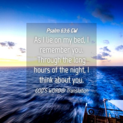 Picture 04 - Psalm 63:6 GW - As I lie on my bed, I remember you. Through the - Bible Verse Picture
