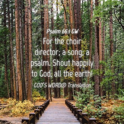 Picture 04 - Psalm 66:1 GW - For the choir director; a song; a psalm. Shout - Bible Verse Picture