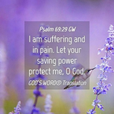Picture 04 - Psalm 69:29 GW - I am suffering and in pain. Let your saving power - Bible Verse Picture