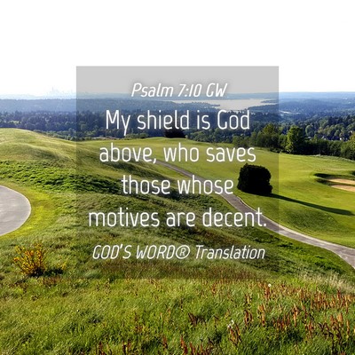 Picture 04 - Psalm 7:10 GW - My shield is God above, who saves those whose - Bible Verse Picture