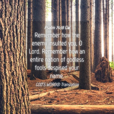 Picture 04 - Psalm 74:18 GW - Remember how the enemy insulted you, O Lord. - Bible Verse Picture