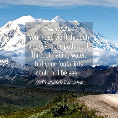 Picture 04 - Psalm 77:19 GW - Your road went through the sea. Your path went - Bible Verse Picture
