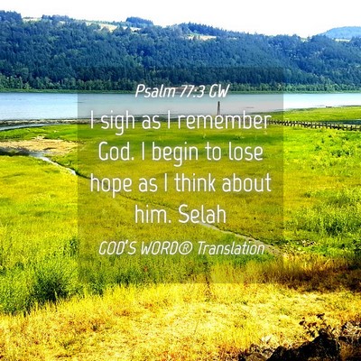 Picture 04 - Psalm 77:3 GW - I sigh as I remember God. I begin to lose hope as - Bible Verse Picture
