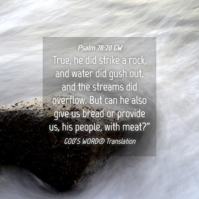 Picture 04 - Psalm 78:20 GW - True, he did strike a rock, and water did gush - Bible Verse Picture