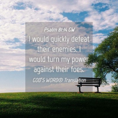 Picture 04 - Psalm 81:14 GW - I would quickly defeat their enemies. I would - Bible Verse Picture