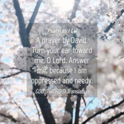 Picture 04 - Psalm 86:1 GW - A prayer by David. Turn your ear toward me, O - Bible Verse Picture