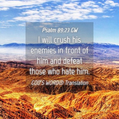 Picture 04 - Psalm 89:23 GW - I will crush his enemies in front of him and - Bible Verse Picture