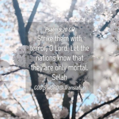 Picture 04 - Psalm 9:20 GW - Strike them with terror, O Lord. Let the nations - Bible Verse Picture
