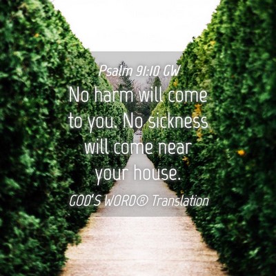 Picture 04 - Psalm 91:10 GW - No harm will come to you. No sickness will come - Bible Verse Picture