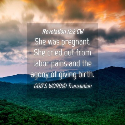 Picture 04 - Revelation 12:2 GW - She was pregnant. She cried out from labor pains - Bible Verse Picture