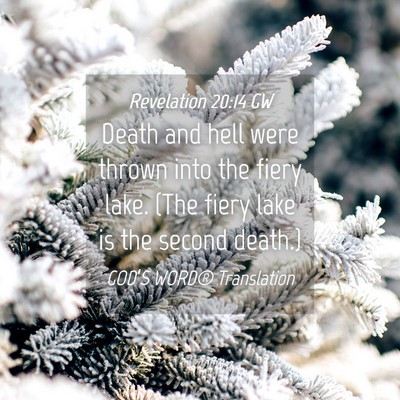 Picture 04 - Revelation 20:14 GW - Death and hell were thrown into the fiery lake. - Bible Verse Picture