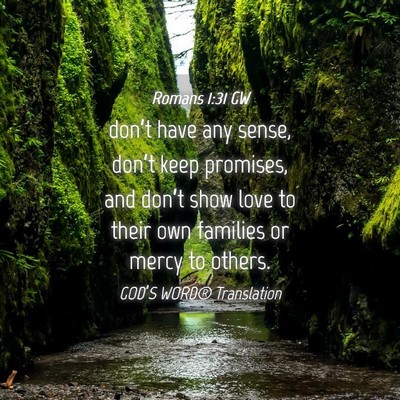 Picture 04 - Romans 1:31 GW - don’t have any sense, don’t keep promises, - Bible Verse Picture