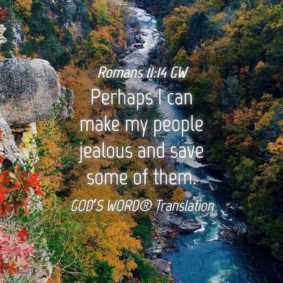 Picture 04 - Romans 11:14 GW - Perhaps I can make my people jealous and save - Bible Verse Picture