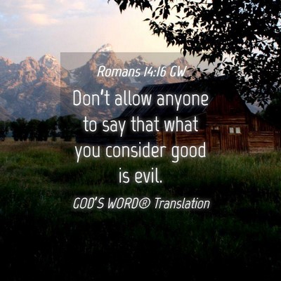 Picture 04 - Romans 14:16 GW - Don’t allow anyone to say that what you - Bible Verse Picture