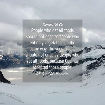 Picture 04 - Romans 14:3 GW - People who eat all foods should not despise - Bible Verse Picture