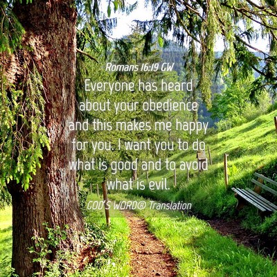 Picture 04 - Romans 16:19 GW - Everyone has heard about your obedience and this - Bible Verse Picture