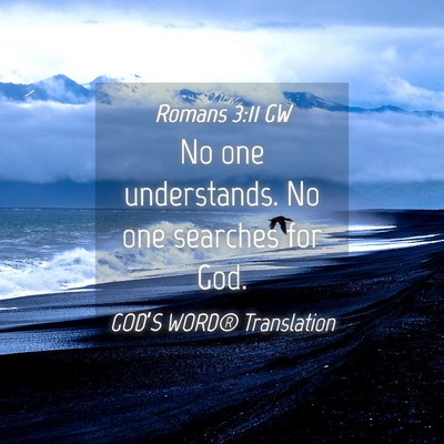Picture 04 - Romans 3:11 GW - No one understands. No one searches for - Bible Verse Picture