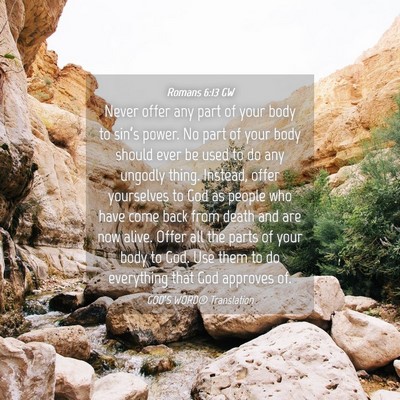 Picture 04 - Romans 6:13 GW - Never offer any part of your body to sin’s - Bible Verse Picture