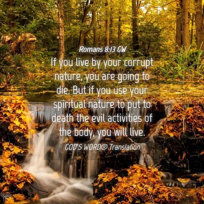 Picture 04 - Romans 8:13 GW - If you live by your corrupt nature, you are going - Bible Verse Picture