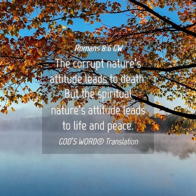 Picture 04 - Romans 8:6 GW - The corrupt nature’s attitude leads to death. - Bible Verse Picture