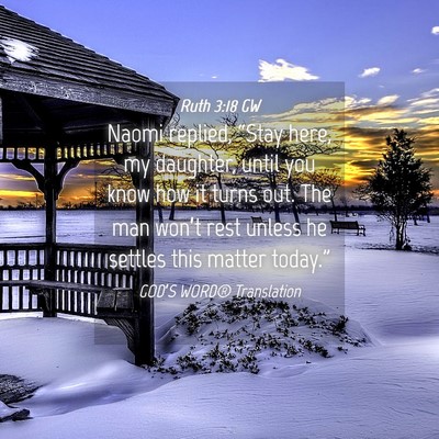 Picture 04 - Ruth 3:18 GW - Naomi replied, “Stay here, my daughter, until - Bible Verse Picture