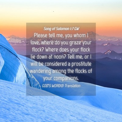 Picture 04 - Song of Solomon 1:7 GW - Please tell me, you whom I love, where do you - Bible Verse Picture