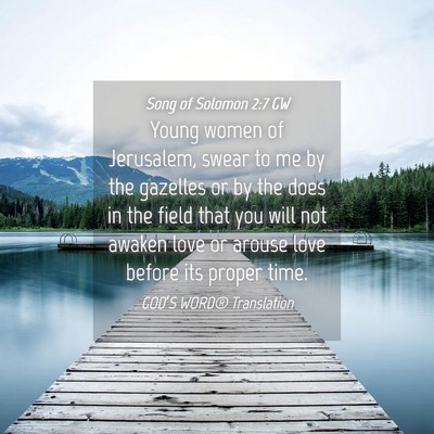 Picture 04 - Song of Solomon 2:7 GW - Young women of Jerusalem, swear to me by the - Bible Verse Picture