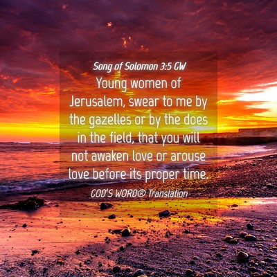 Picture 04 - Song of Solomon 3:5 GW - Young women of Jerusalem, swear to me by the - Bible Verse Picture