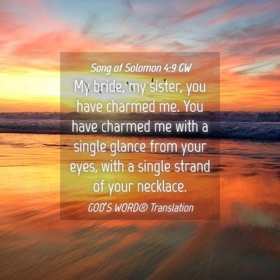 Picture 04 - Song of Solomon 4:9 GW - My bride, my sister, you have charmed me. You - Bible Verse Picture