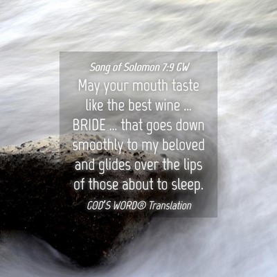 Picture 04 - Song of Solomon 7:9 GW - May your mouth taste like the best wine … BRIDE - Bible Verse Picture
