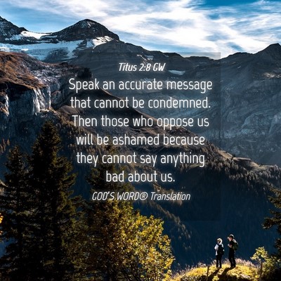 Picture 04 - Titus 2:8 GW - Speak an accurate message that cannot be - Bible Verse Picture