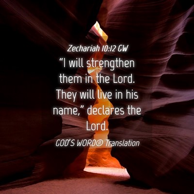 Picture 04 - Zechariah 10:12 GW - “I will strengthen them in the Lord. They will - Bible Verse Picture