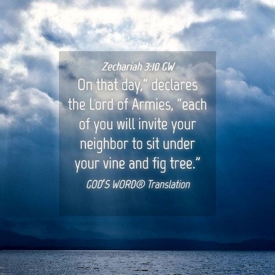 Picture 04 - Zechariah 3:10 GW - On that day,” declares the Lord of Armies, - Bible Verse Picture