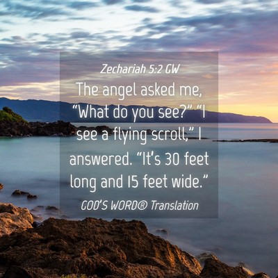 Picture 04 - Zechariah 5:2 GW - The angel asked me, “What do you see?” “I - Bible Verse Picture