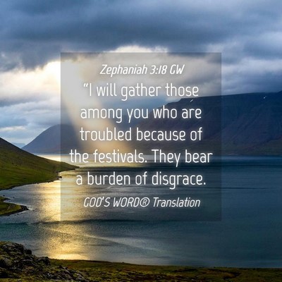 Picture 04 - Zephaniah 3:18 GW - “I will gather those among you who are troubled - Bible Verse Picture