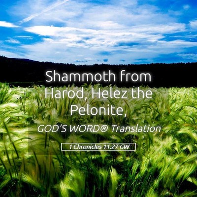 Picture 05 - 1 Chronicles 11:27 GW - Shammoth from Harod, Helez the - Bible Verse Picture