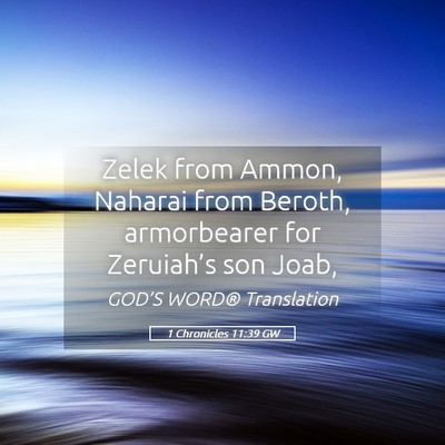 Picture 05 - 1 Chronicles 11:39 GW - Zelek from Ammon, Naharai from Beroth, - Bible Verse Picture