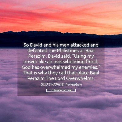 Picture 05 - 1 Chronicles 14:11 GW - So David and his men attacked and defeated the - Bible Verse Picture