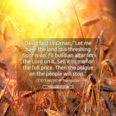 Picture 05 - 1 Chronicles 21:22 GW - David said to Ornan, “Let me have the land this - Bible Verse Picture