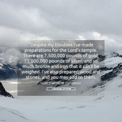 Picture 05 - 1 Chronicles 22:14 GW - “Despite my troubles I’ve made preparations - Bible Verse Picture