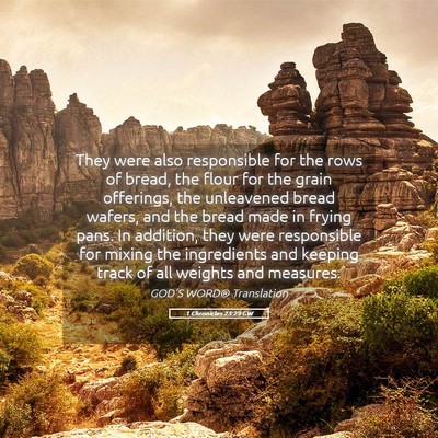 Picture 05 - 1 Chronicles 23:29 GW - They were also responsible for the rows of bread, - Bible Verse Picture