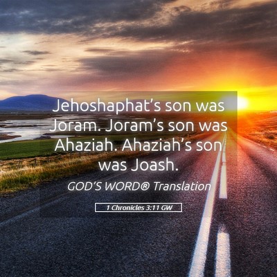 Picture 05 - 1 Chronicles 3:11 GW - Jehoshaphat’s son was Joram. Joram’s son was - Bible Verse Picture