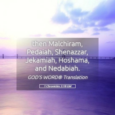 Picture 05 - 1 Chronicles 3:18 GW - then Malchiram, Pedaiah, Shenazzar, Jekamiah, - Bible Verse Picture